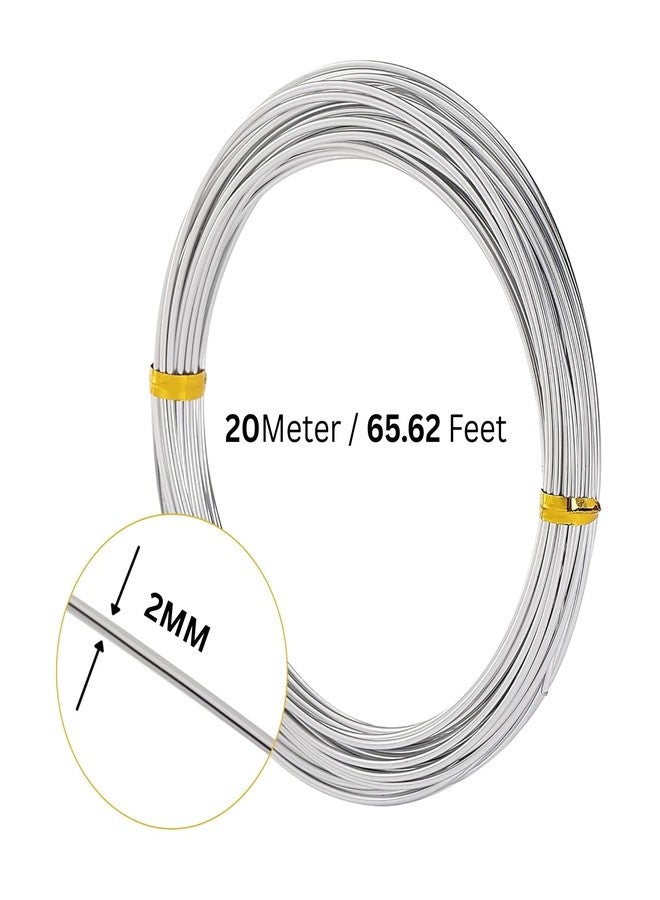 POWER HUB 14 Gauge (2MM) - 20 Meters - Aluminium Silver Art and Craft Wire for Jewellery Making, Flower Decoration, Diy Projects -Size 2mm - Image 2